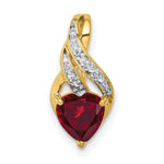 Load image into Gallery viewer, 14K Yellow Gold with Created Ruby and Diamond Polished Heart Pendant 1 1/7-Carats

