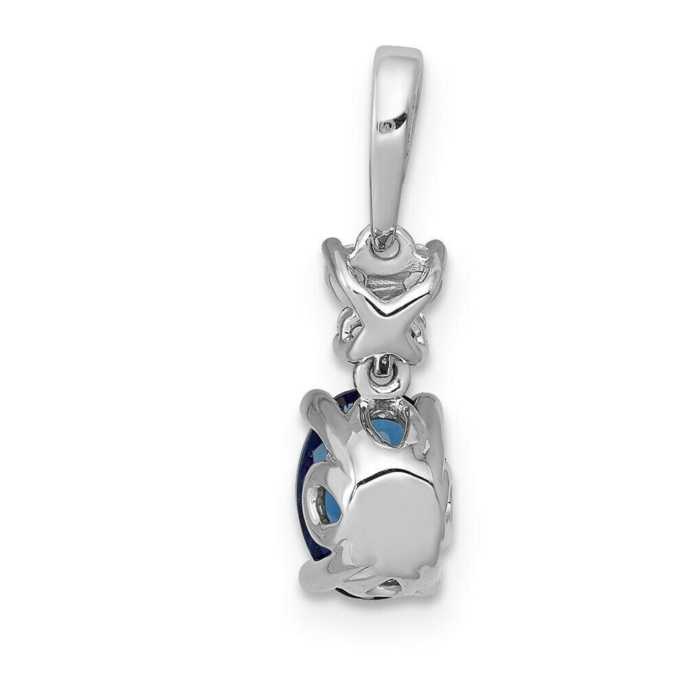 14K White Gold Diamond and 0.82-Carat Oval Sapphire Pendant