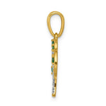 Load image into Gallery viewer, 14K Yellow Gold with Created Emerald and Diamond Polished Pendant 1/8-Carat
