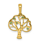 Load image into Gallery viewer, 14K Yellow Gold with Created Emerald and Diamond Polished Pendant 1/8-Carat
