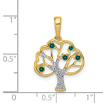 Load image into Gallery viewer, 14K Yellow Gold with Created Emerald and Diamond Polished Pendant 1/8-Carat
