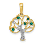 Load image into Gallery viewer, 14K Yellow Gold with Created Emerald and Diamond Polished Pendant 1/8-Carat
