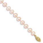 Load image into Gallery viewer, 7.5" Length Bracelet 14K 6-7mm Pink FW Cultured Near Round Pearl Bracelet
