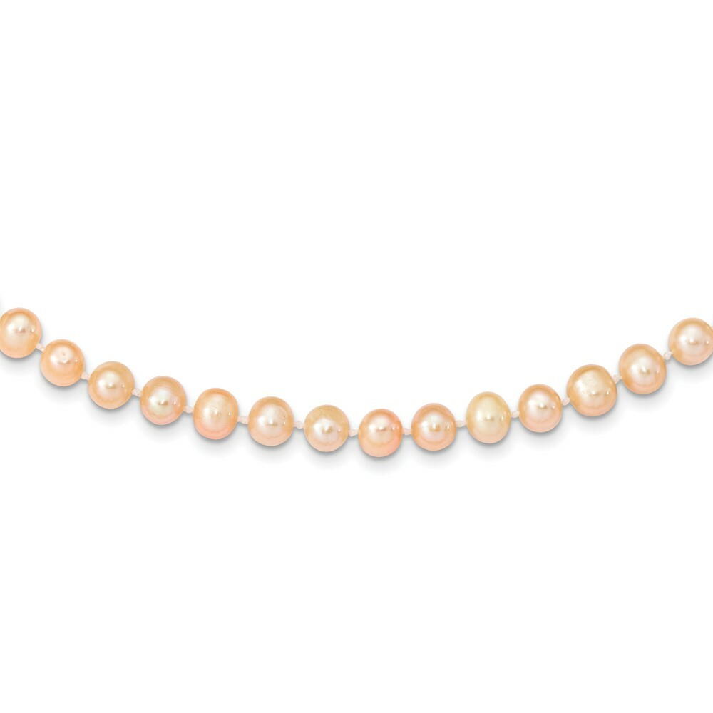 14K Yellow Gold 7-8mm Pink Near Round Freshwater Cultured Pearl Necklace