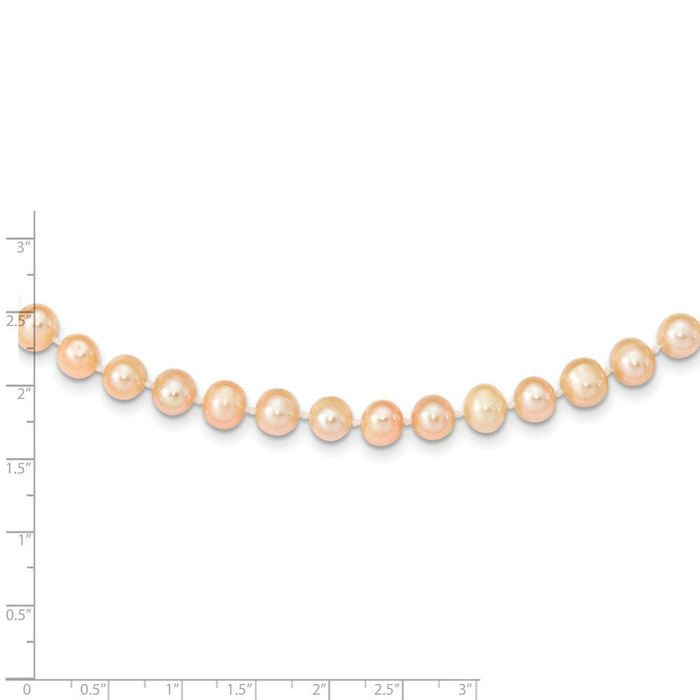 14K Yellow Gold 7-8mm Pink Near Round Freshwater Cultured Pearl Necklace