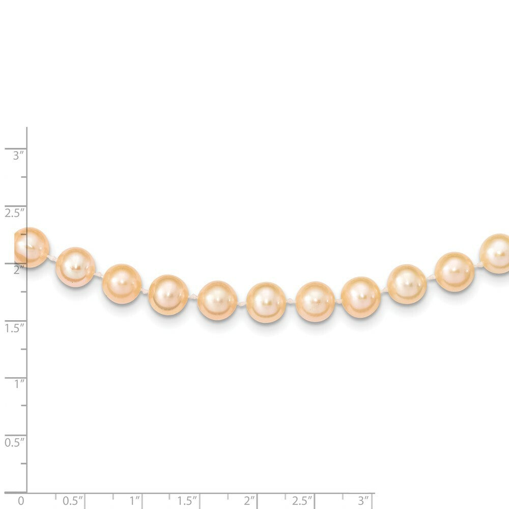 14K Yellow Gold 8-9mm Pink Near Round Freshwater Cultured Pearl Necklace