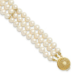 Load image into Gallery viewer, 7.5" Length Bracelet 14K 5-6mm 3 Strand FW Cultured Pearl Bracelet
