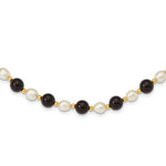 Load image into Gallery viewer, 14K Yellow Gold Fancy 6-6.5mm White Freshwater Cultured Pearl &amp; Onyx Necklace  length: 17 inches
