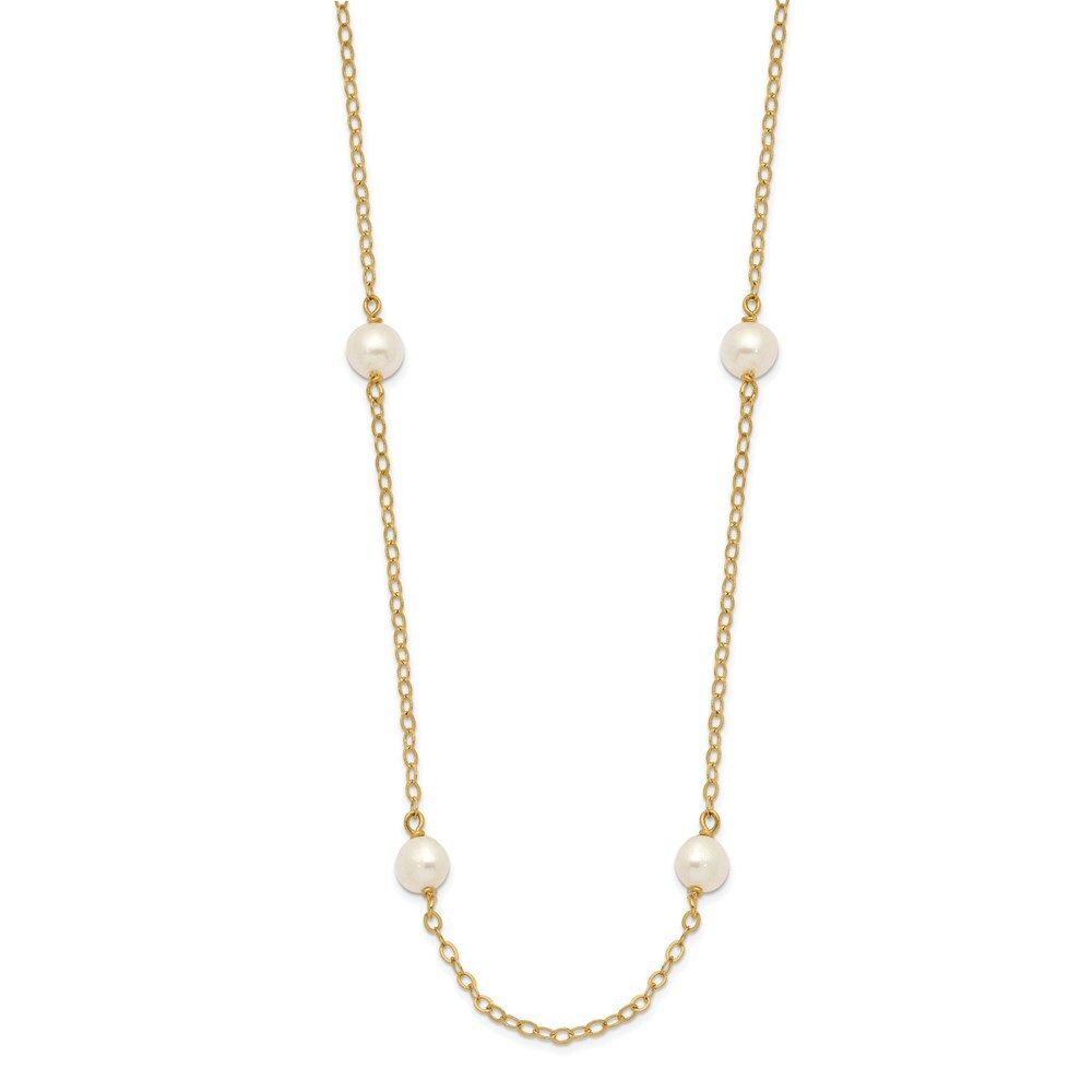 14K White Gold 4-4.5mm Freshwater Cultured Pearl Necklace  length: 16 inches