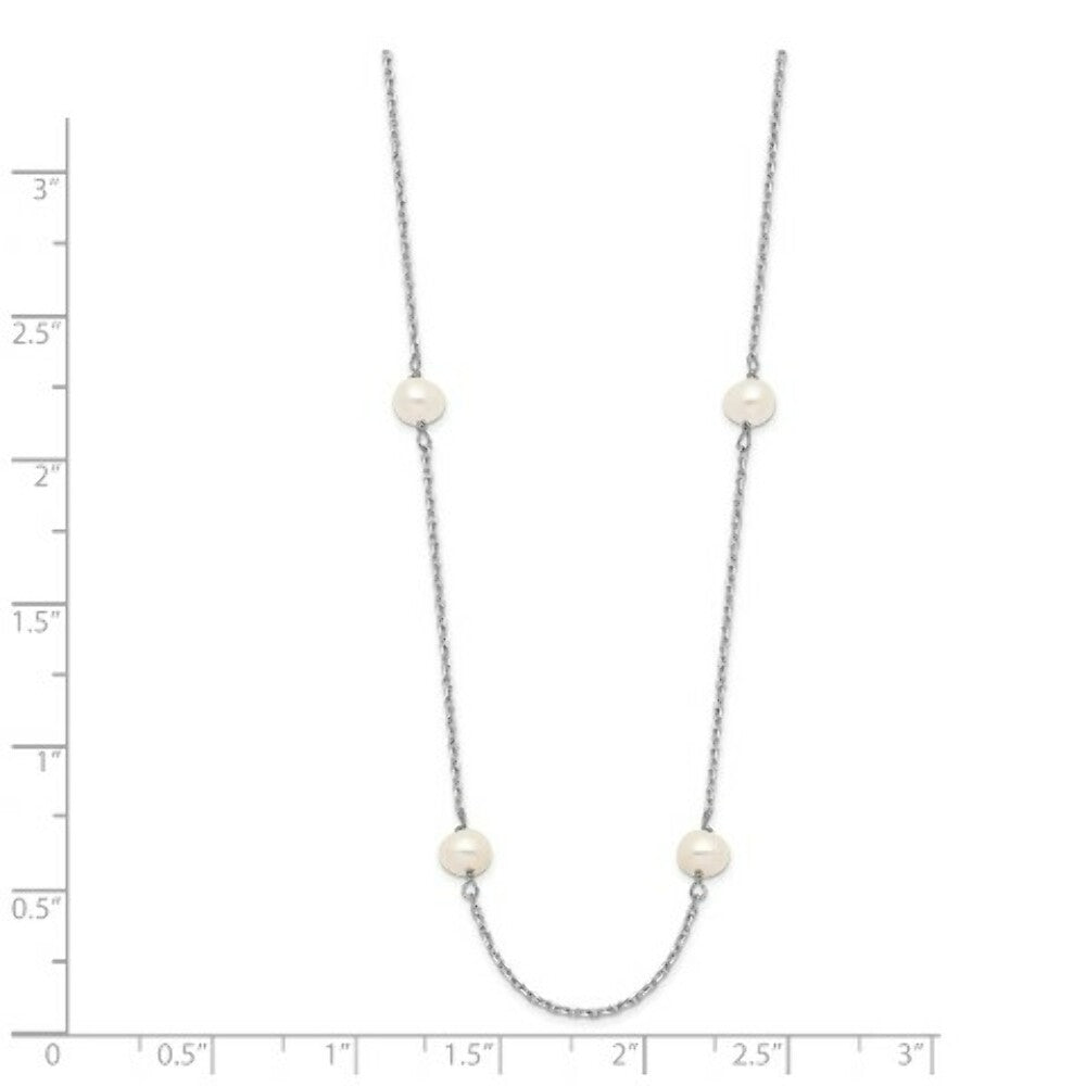 14K White Gold White Freshwater Cultured Pearl Necklace  length: 16 inches