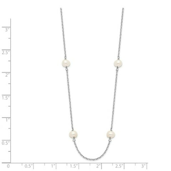 14K White Gold White Freshwater Cultured Pearl Necklace  length: 16 inches