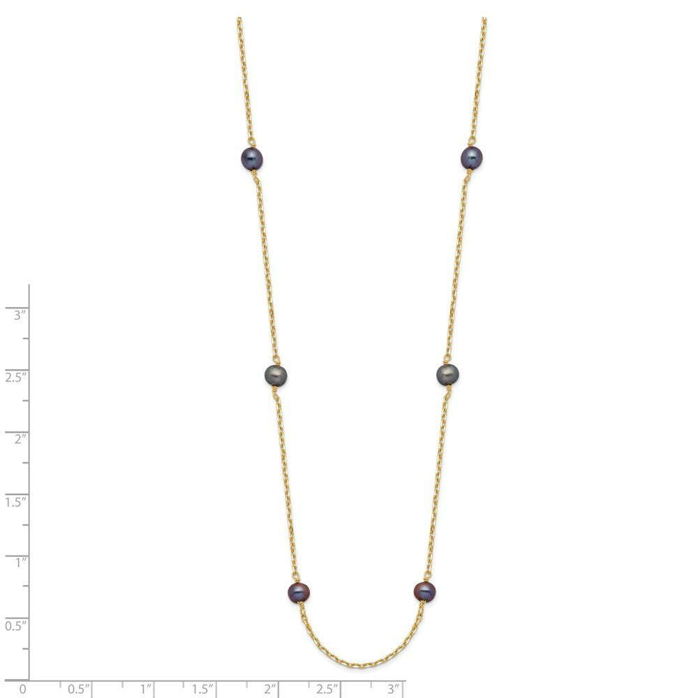 14K Yellow Gold Black Freshwater Cultured Pearl Necklace  length: 18 inches
