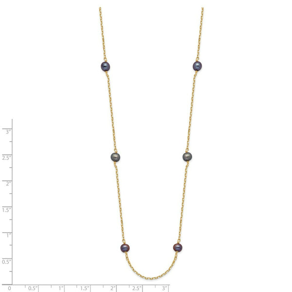 14K Yellow Gold Black Freshwater Cultured Pearl Necklace  length: 18 inches