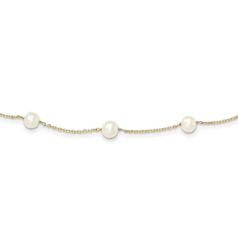 14K Yellow Gold 5.5-6.5mm Freshwater Cultured Pearl Necklace  length: 16 inches