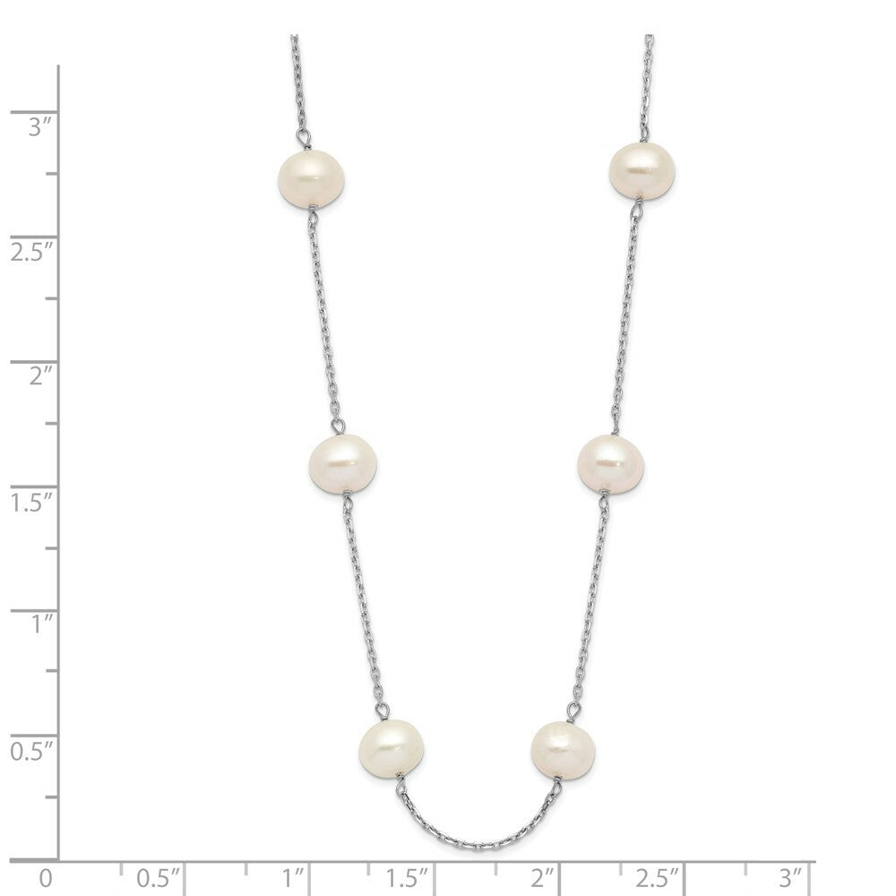 14K White Gold White Freshwater Cultured Pearl Necklace  length: 16 inches