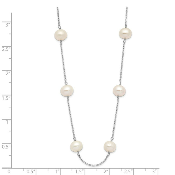 14K White Gold White Freshwater Cultured Pearl Necklace  length: 16 inches