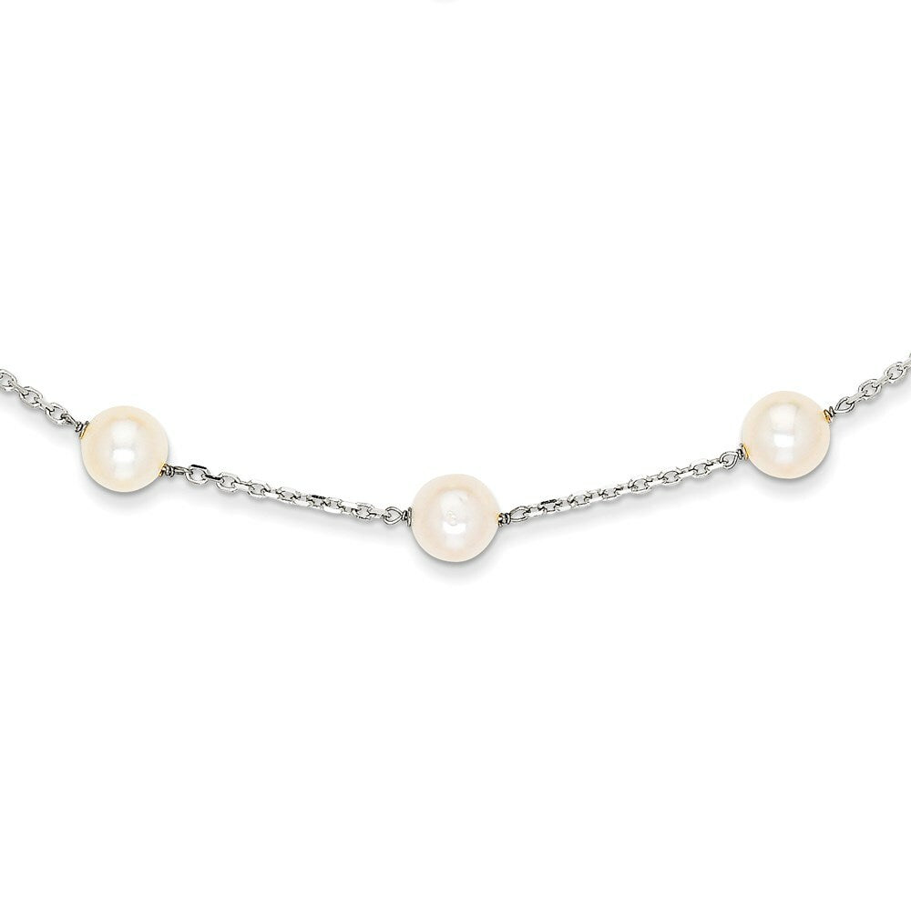 14K White Gold White Freshwater Cultured Pearl Necklace  length: 18 inches
