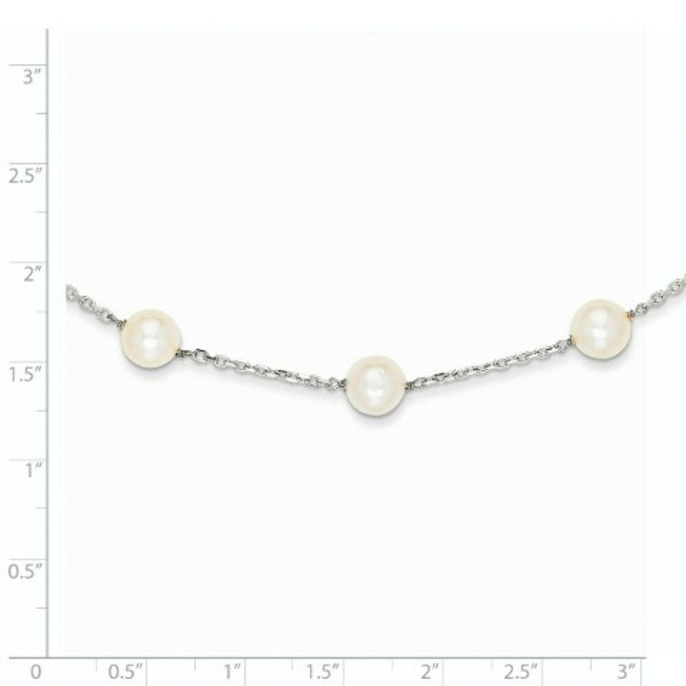 14K White Gold White Freshwater Cultured Pearl Necklace  length: 18 inches