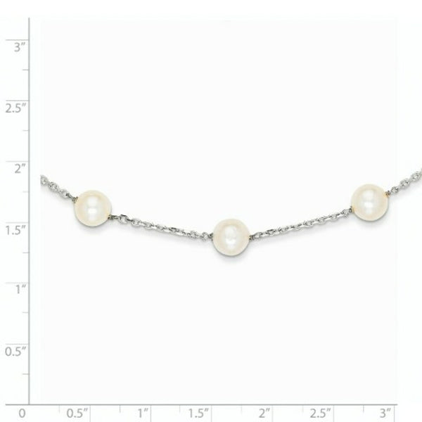 14K White Gold White Freshwater Cultured Pearl Necklace  length: 18 inches