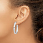 Load image into Gallery viewer, 14K White Gold High Polished 5mm Omega Back Hoop Earrings
