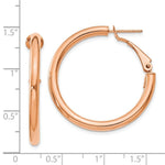 Load image into Gallery viewer, 14K Rose Gold 3x25mm Polished Round Omega Back Hoop Earrings
