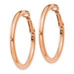 Load image into Gallery viewer, 14K Rose Gold 3x30mm Polished Round Omega Back Hoop Earrings
