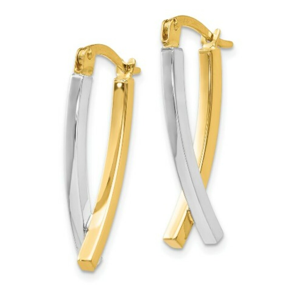 14K Two-tone Gold Hinged Tube Earrings