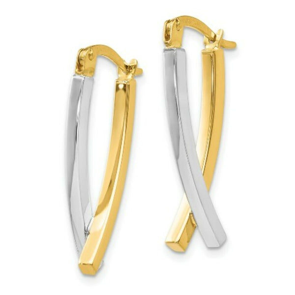14K Two-tone Gold Hinged Tube Earrings