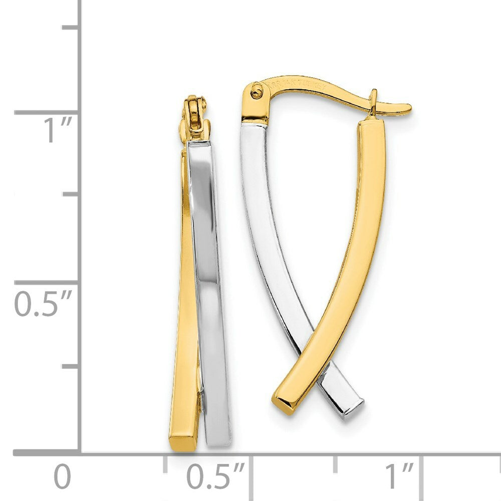 14K Two-tone Gold Hinged Tube Earrings