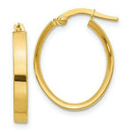 Load image into Gallery viewer, 14K Yellow Gold Oval Hoop Earrings  14mm length
