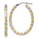 Load image into Gallery viewer, 14K Yellow Gold &amp; Rhodium Twisted Hoop Earrings  18mm length
