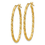 Load image into Gallery viewer, 14K Yellow Gold Textured Oval Hoop Earrings  15mm length
