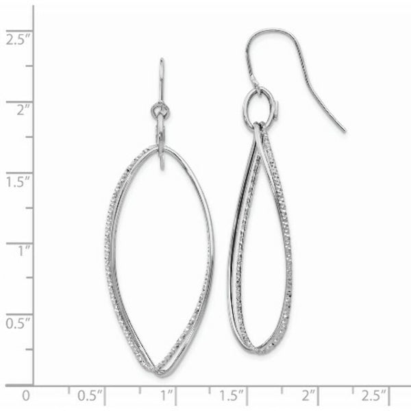 14K White Gold Twist Dangle Shepherd Hook Earrings