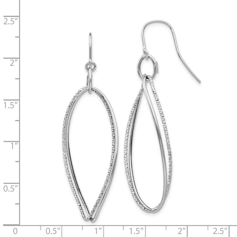 14K White Gold Twist Dangle Shepherd Hook Earrings