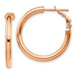 Load image into Gallery viewer, 14K Rose Gold 3x20mm Polished Round Omega Back Hoop Earrings
