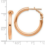 Load image into Gallery viewer, 14K Rose Gold 3x20mm Polished Round Omega Back Hoop Earrings
