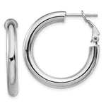 Load image into Gallery viewer, 14K White Gold 4x20mm Polished Round Omega Back Hoop Earrings

