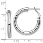Load image into Gallery viewer, 14K White Gold 4x20mm Polished Round Omega Back Hoop Earrings

