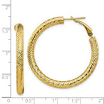 Load image into Gallery viewer, 14K Yellow Gold 4x30mm Diamond-cut Round Omega Back Hoop Earrings
