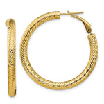 Load image into Gallery viewer, 14K Yellow Gold 4x30mm Diamond-cut Round Omega Back Hoop Earrings
