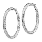 Load image into Gallery viewer, 14K 4x35mm White Gold Diamond-cut Round Omega Back Hoop Earrings
