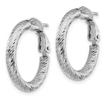 Load image into Gallery viewer, 14K 3x15mm White Gold Diamond-cut Round Omega Back Hoop Earrings
