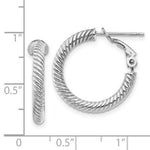 Load image into Gallery viewer, 14K 3x15mm White Gold Twisted Round Omega Back Hoop Earrings
