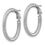 Load image into Gallery viewer, 14K 3x20mm White Gold Twisted Round Omega Back Hoop Earrings
