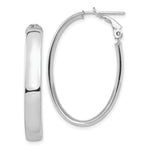Load image into Gallery viewer, 14K White Gold High Polished 5mm Oval Omega Back Hoop Earrings
