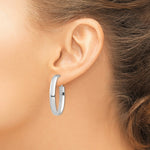 Load image into Gallery viewer, 14K White Gold High Polished 5mm Oval Omega Back Hoop Earrings
