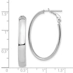 Load image into Gallery viewer, 14K White Gold High Polished 5mm Oval Omega Back Hoop Earrings
