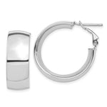 Load image into Gallery viewer, 14K White Gold High Polished 10mm Omega Back Hoop Earrings
