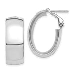 Load image into Gallery viewer, 14K White Gold High Polished 10mm Omega Back Oval Hoop Earrings

