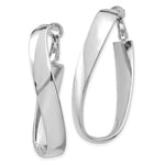 Load image into Gallery viewer, 14K White Gold Polished 7mm Twisted Omega Back Oval Hoop Earrings
